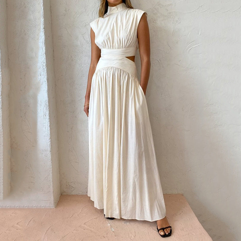 Anje | Elegante Mouwloze Maxi Jurk Dames – Tijdloos Chic met Hoge Halslijn