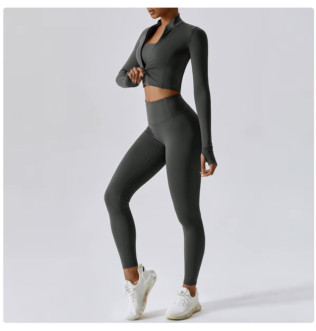 Jolee | 3-Delige Sportset Dames - Cropped Vest, Sport BH en High-Waist Legging