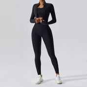 Jolee | 3-Delige Sportset Dames - Cropped Vest, Sport BH en High-Waist Legging