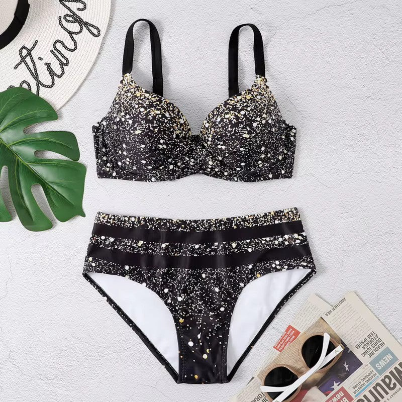 Bikini met Hoge Taille en Bladprint voor Dames
