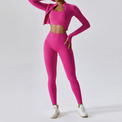 Jolee | 3-Delige Sportset Dames - Cropped Vest, Sport BH en High-Waist Legging