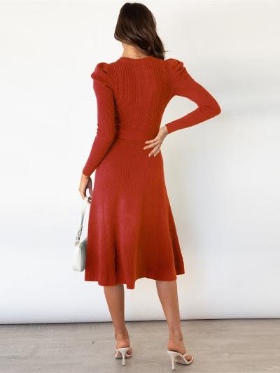 Elegante Midi Damesjurk met Lange Mouwen