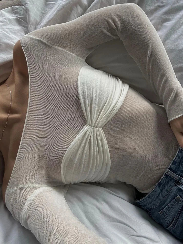 Elegante Off-Shoulder Crop Top met Lange Mouwen