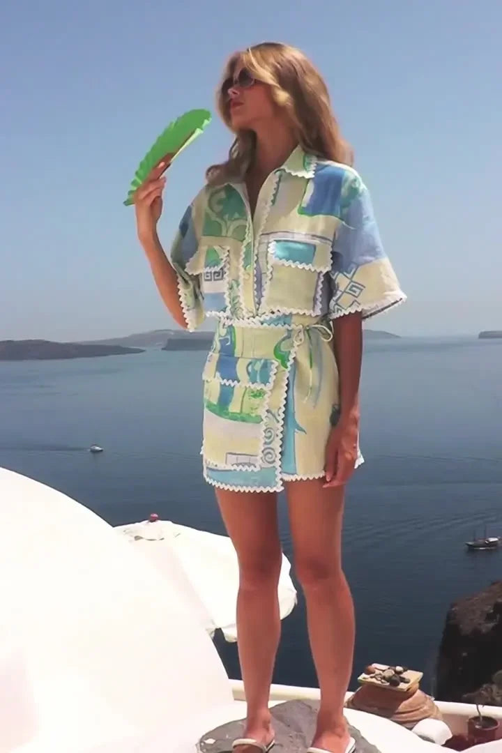 Barbara | Tweedelige Dames Set – Zomer Set met Uniek Patchwork