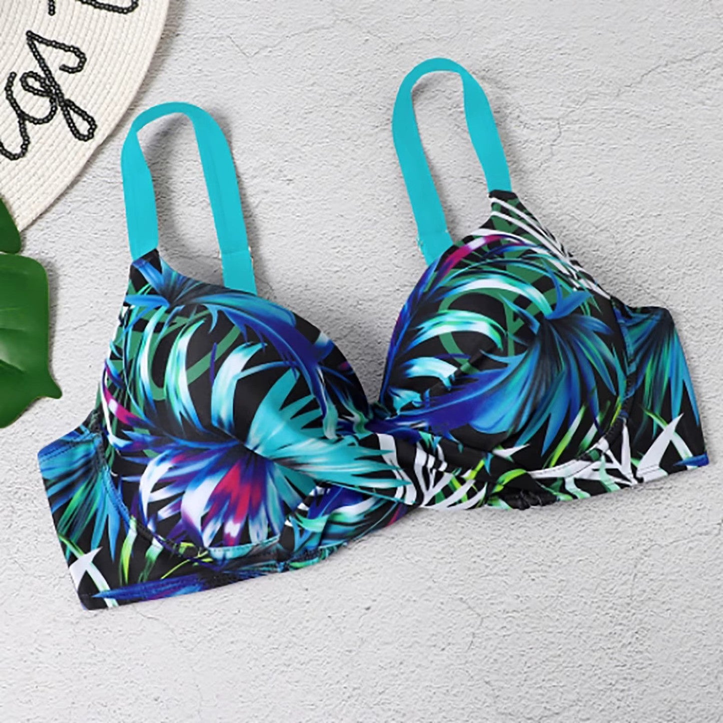 Bikini met Hoge Taille en Bladprint voor Dames
