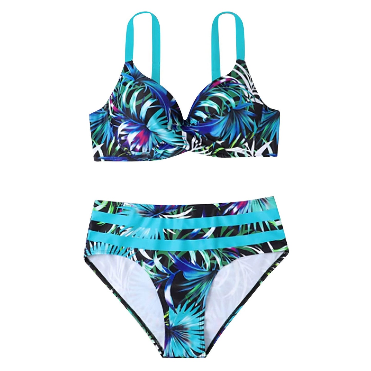 Bikini met Hoge Taille en Bladprint voor Dames