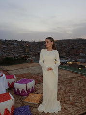 Clay | Lange Elegante Jurk met Ruches en Uitlopende Zoom