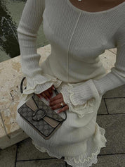 Clay | Lange Elegante Jurk met Ruches en Uitlopende Zoom