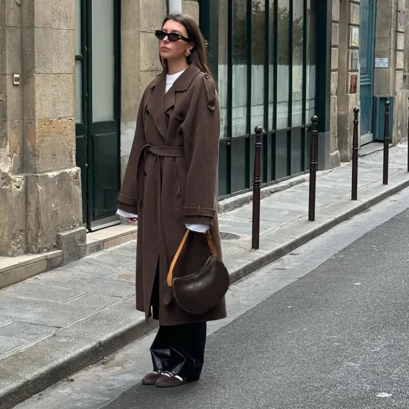 Grace | Luxe Wol Trenchcoat met Ceintuur Dames – Double Breasted Winterjas