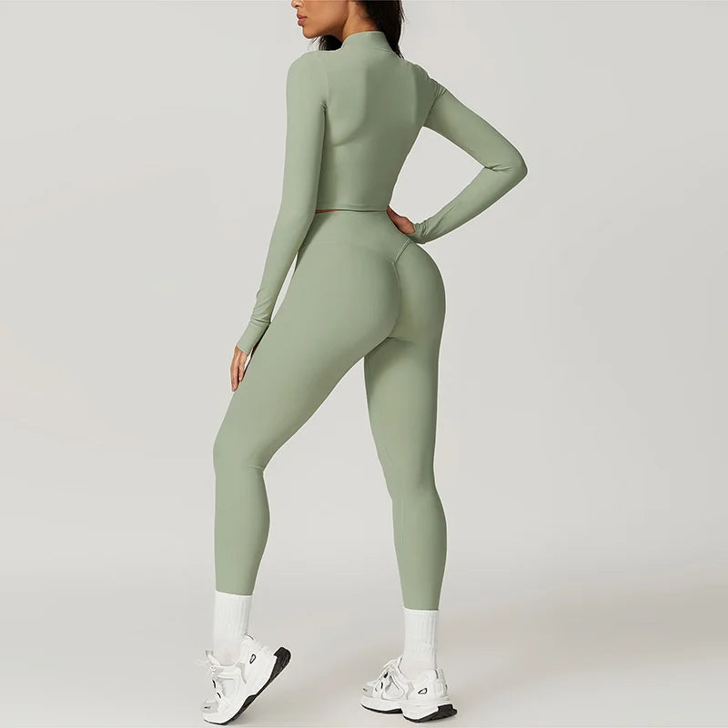 Jolee | 3-Delige Sportset Dames - Cropped Vest, Sport BH en High-Waist Legging