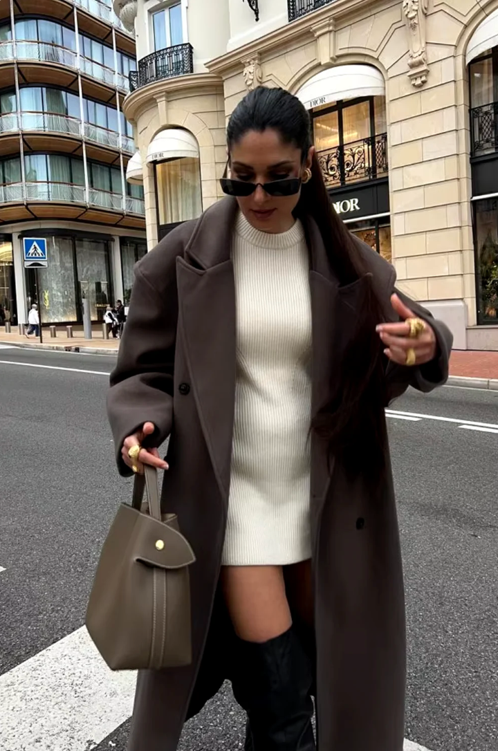 Jora | Oversized Wollen Mantel Dames – Double-Breasted Lang