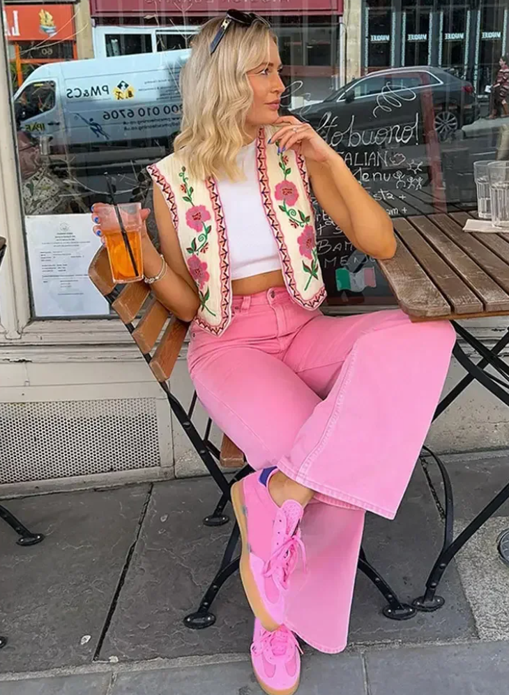 Fresia | Gilet Met Geborduurde Bloemenprint