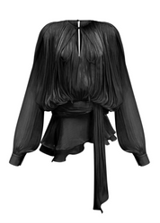 Amante | Zwarte Geplisseerde Mini jurk met Parelknopen