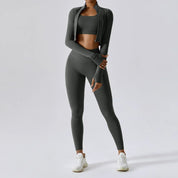 Jolee | 3-Delige Sportset Dames - Cropped Vest, Sport BH en High-Waist Legging