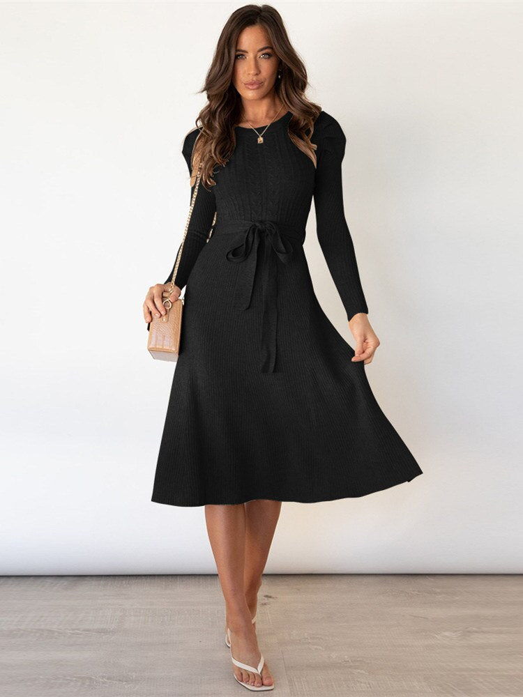 Elegante Midi Damesjurk met Lange Mouwen