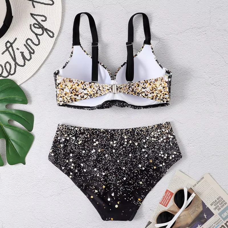 Bikini met Hoge Taille en Bladprint voor Dames