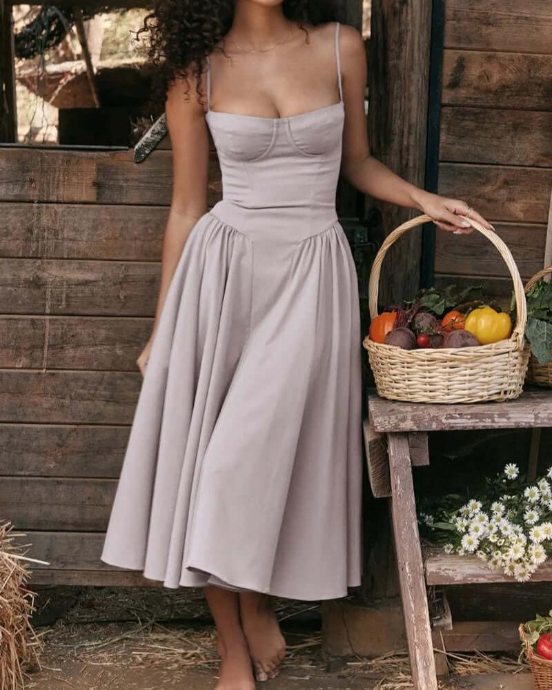 Stijlvolle Midi Jurk met Corset