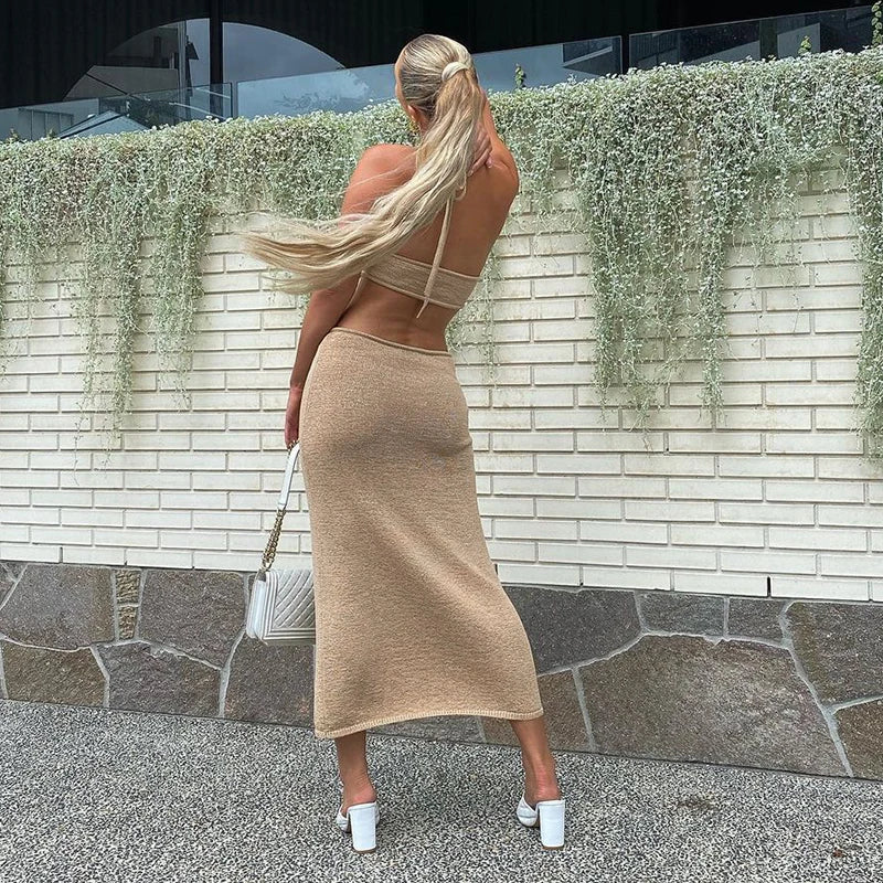 Noor | Halter Maxi Jurk