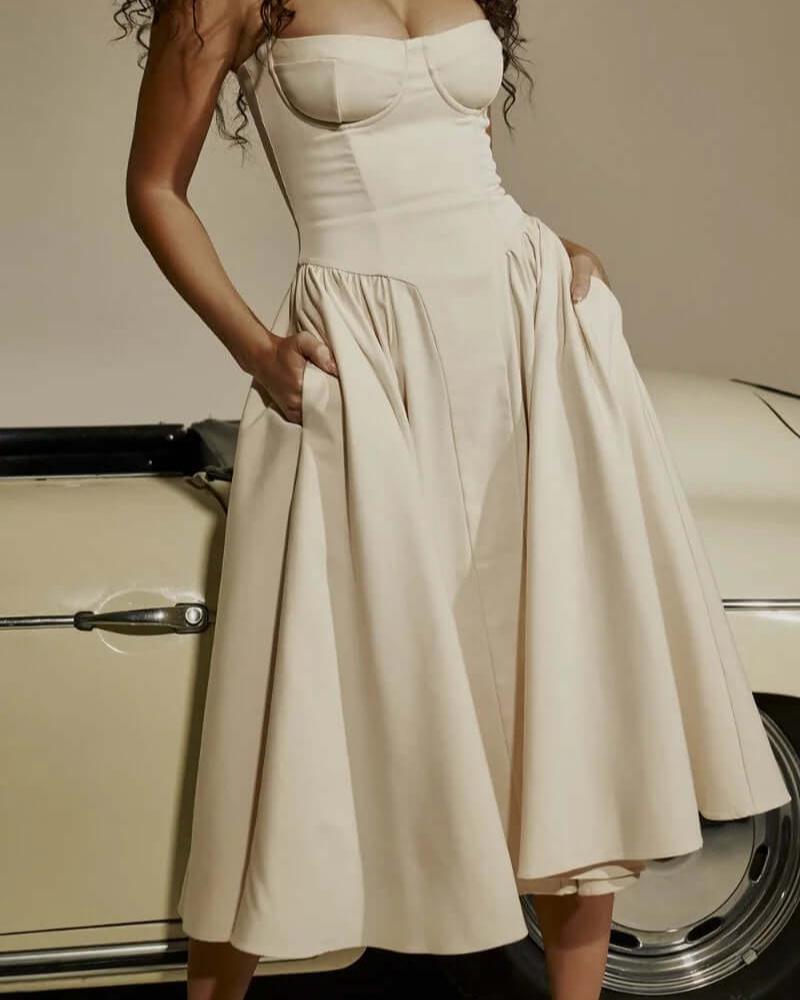 Stijlvolle Midi Jurk met Corset