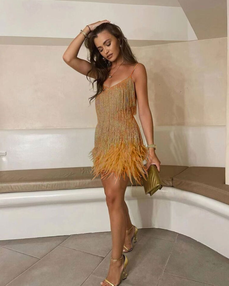 Sienna | Dames Cocktailjurk - Glamour met Pailletten en Spaghettibandjes 6