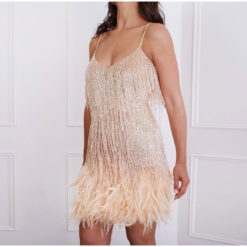 Sienna | Dames Cocktailjurk - Glamour met Pailletten en Spaghettibandjes 9