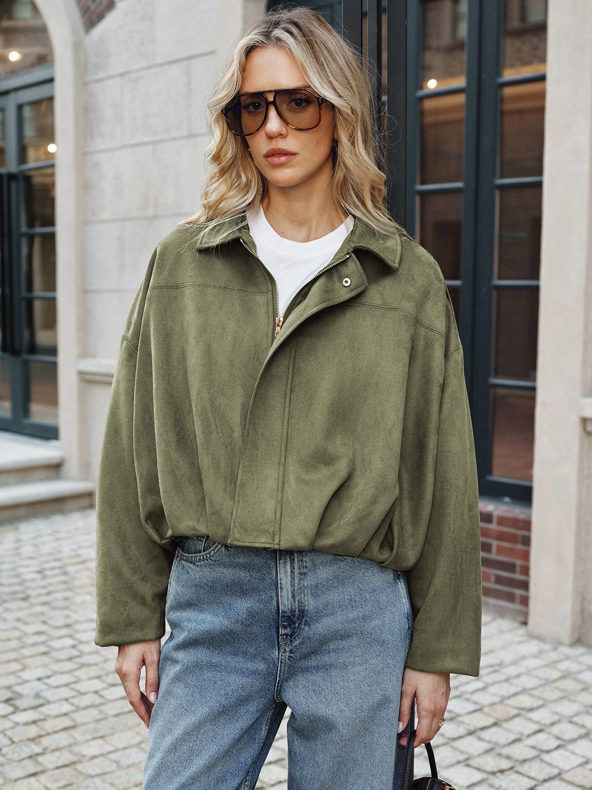 Sofia Suède Jack Dames | Elegant Met Kraag en Ritssluiting, Casual Tussenjas 3