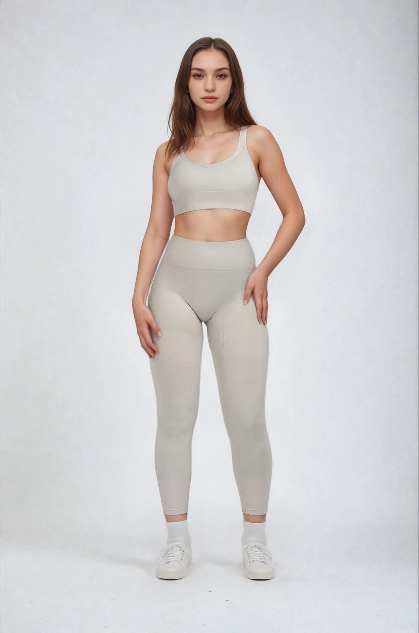 Leandra | Dames Sportlegging - High Waist met Ribbel Ontwerp