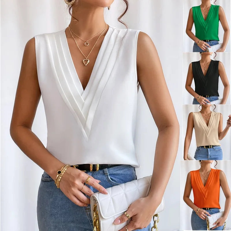 Kiki | Mouwloze Blouse met V-hals