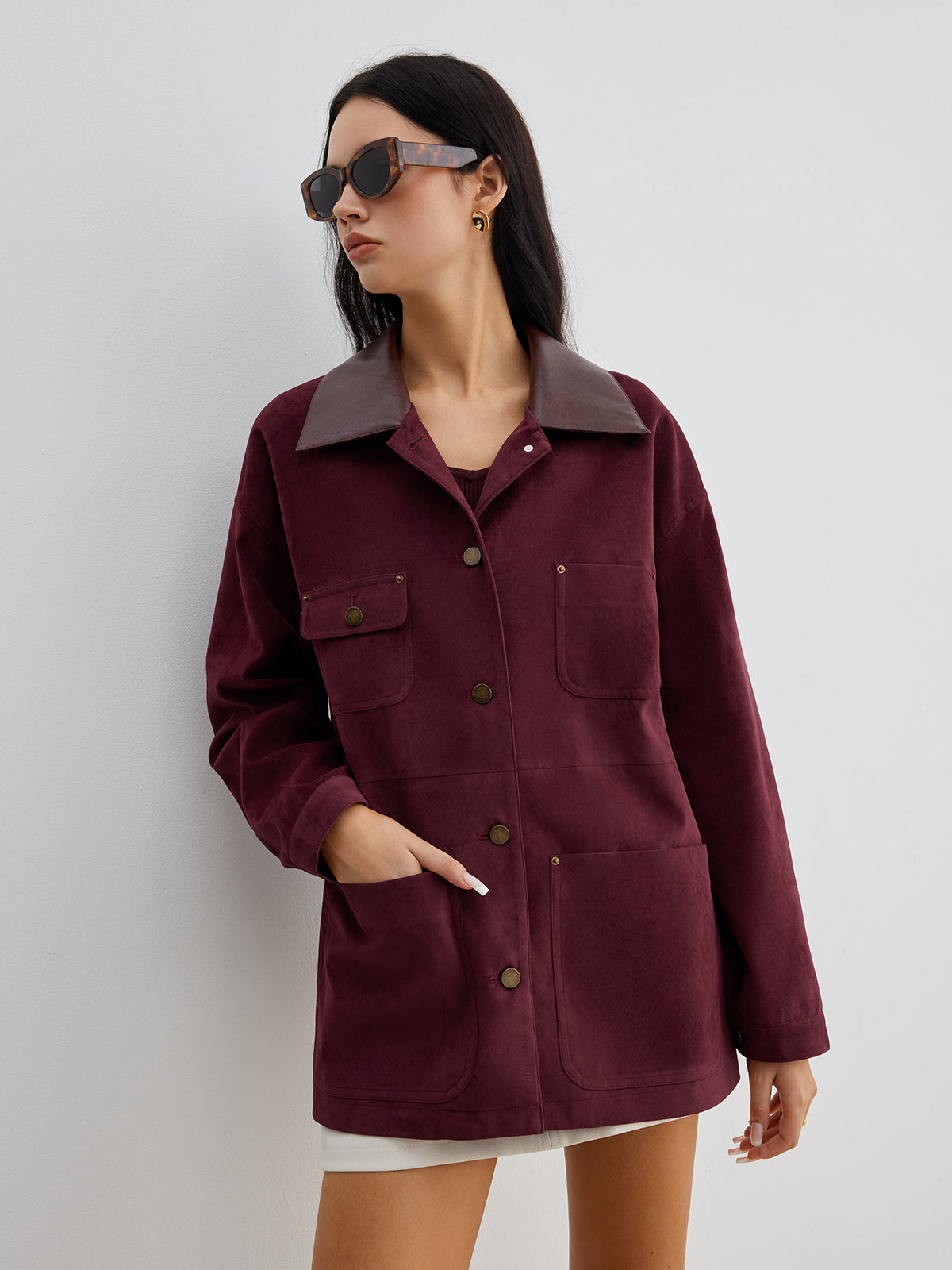 Surila |Casual Suede Jas Dames - Lange Mouwen, Regular Fit
