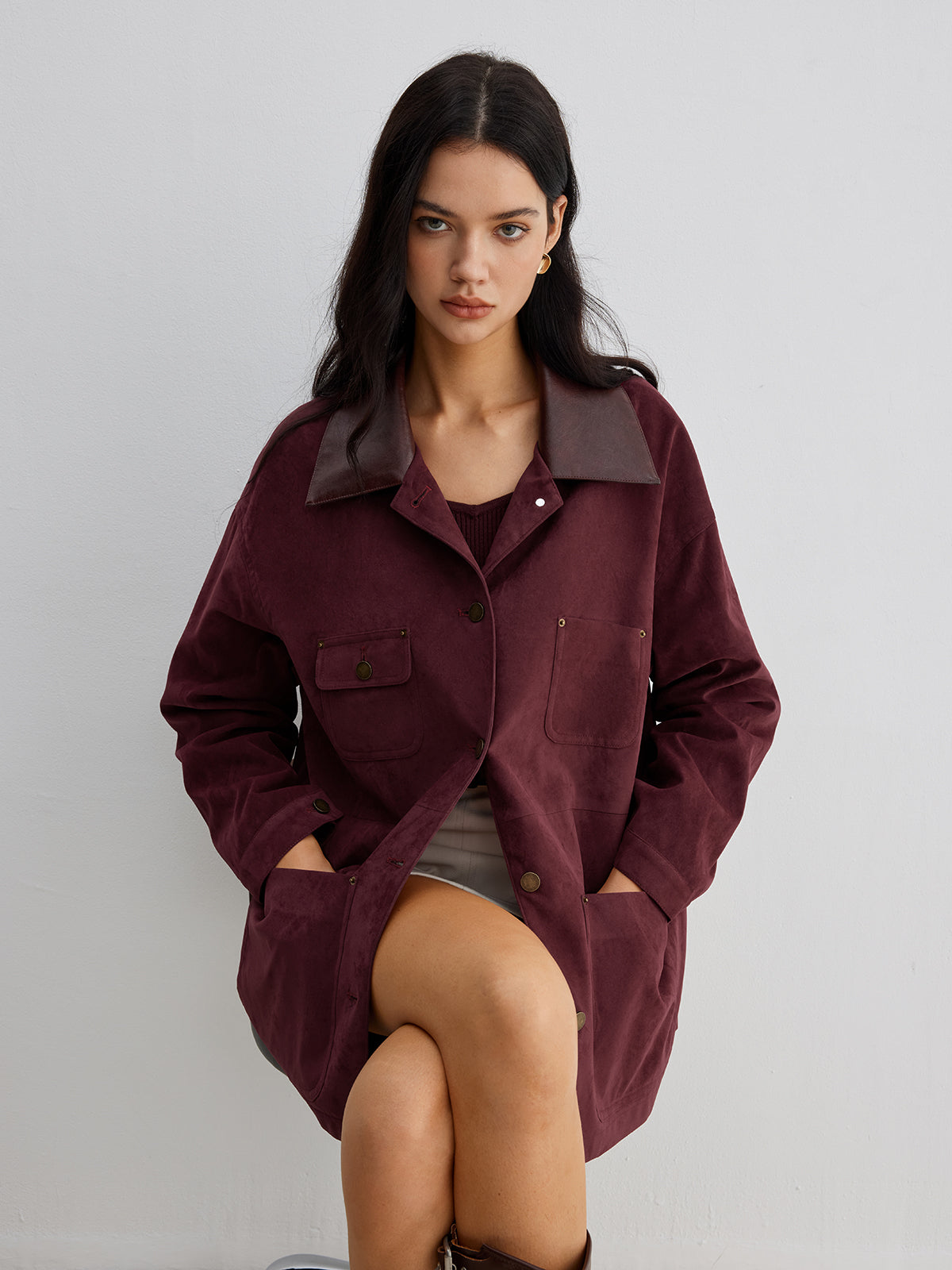 Surila |Casual Suede Jas Dames - Lange Mouwen, Regular Fit