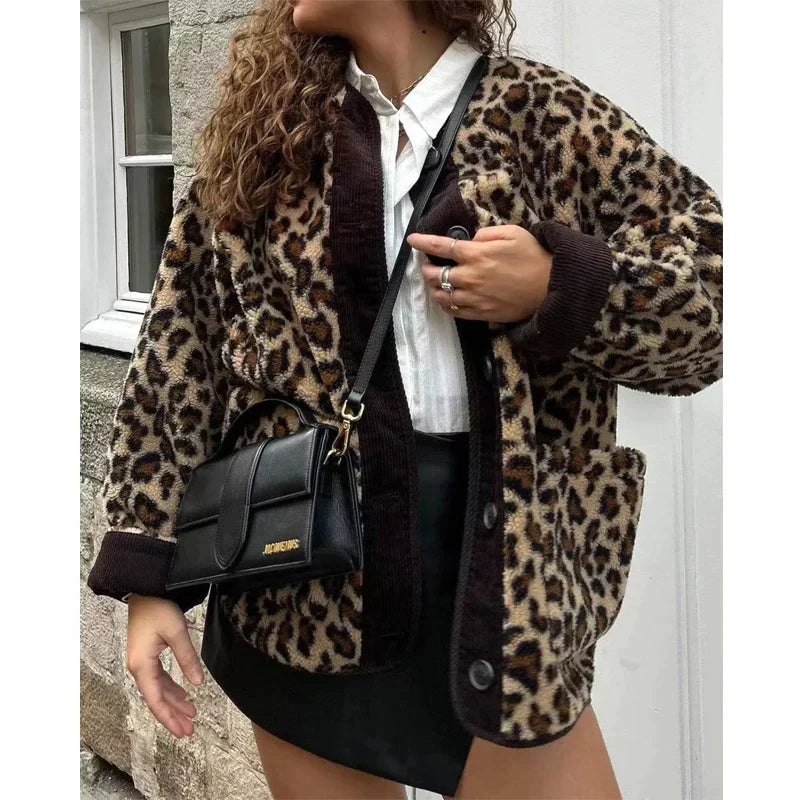 Minte | Oversized Luipaardprint Dames Vest