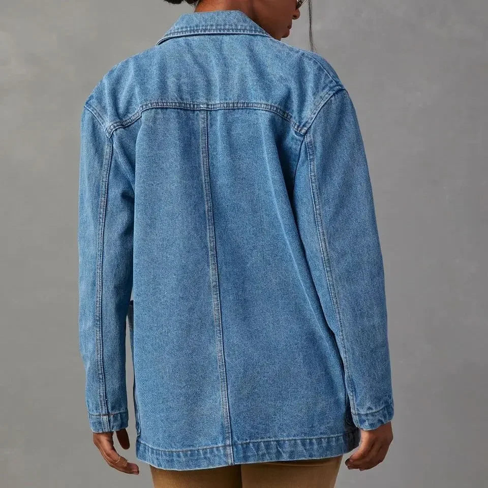 Denim Blazer Jas met Moderne Flair