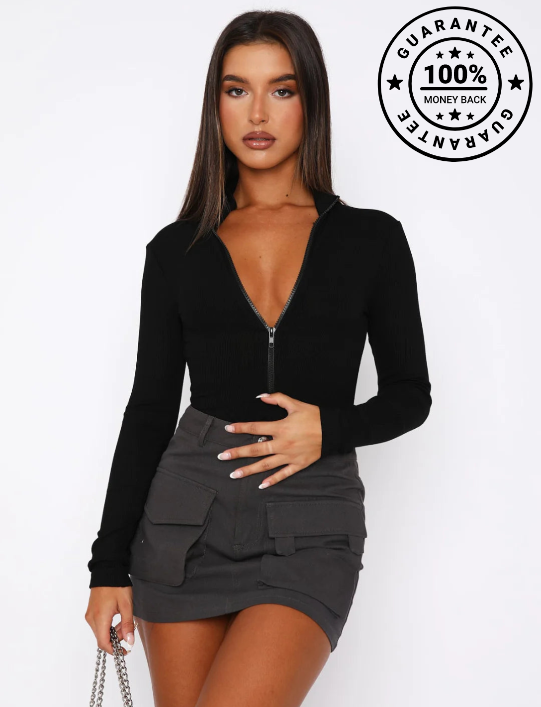 Yara | Bodysuit Top met Rits