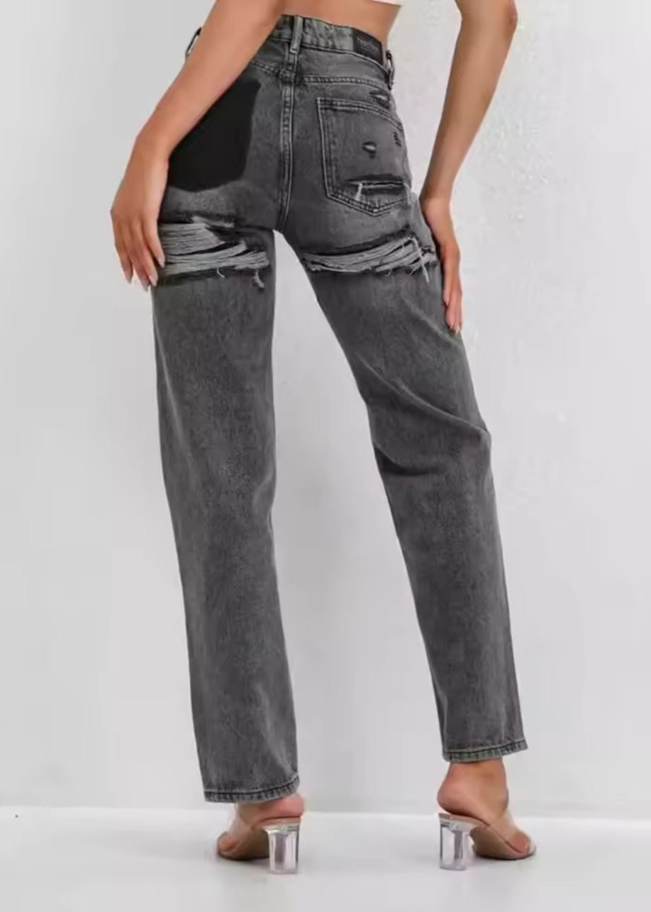 Burgina | Vintage Ripped Jeans met Uniek Patchwork Detail