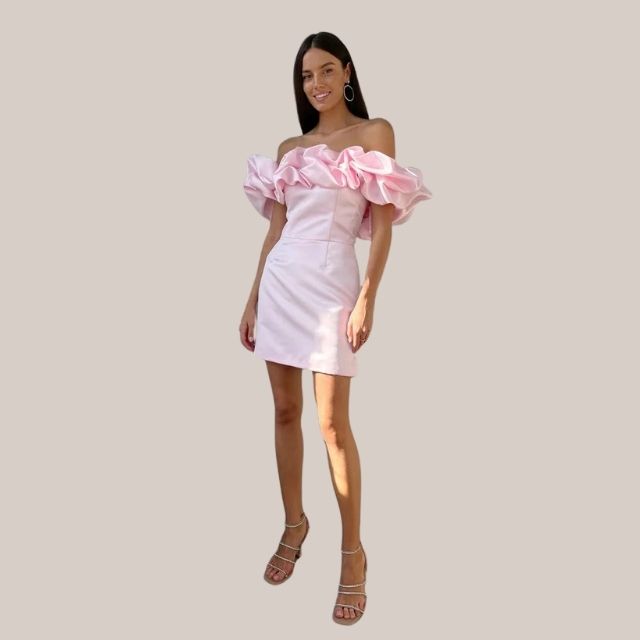 Wendy | Dames Cocktailjurk Bruiloft - Elegant Off-Shoulder met Ruches 5