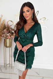 Wendy | Dames Feestjurk - Comfortabele Katoenmix met Veren en Pailletten 9