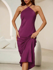 Wendy | Dames Lange Avondjurk - Satijn, Sexy Halternek voor Bruiloften 6