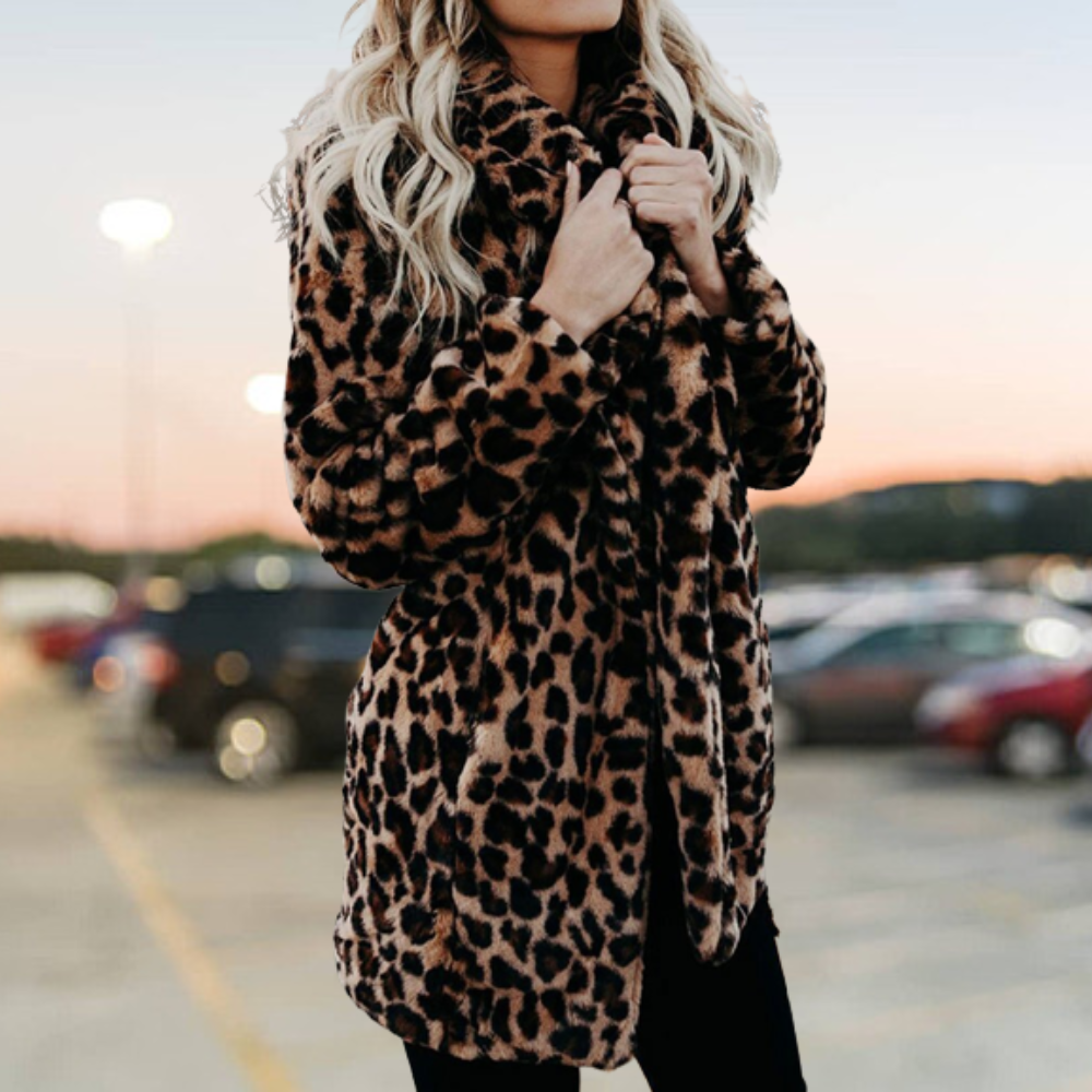 Carline | Dames Lange Winterjas - Hoogwaardige Pluche met Luipaard Print