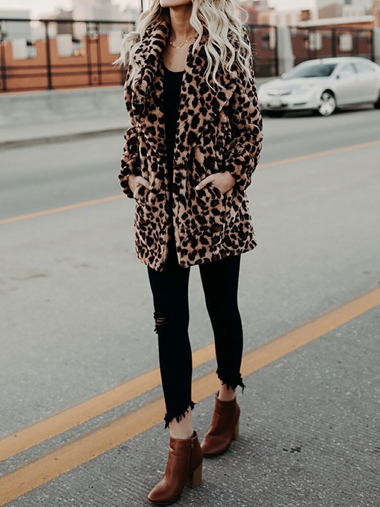 Carline | Dames Lange Winterjas - Hoogwaardige Pluche met Luipaard Print