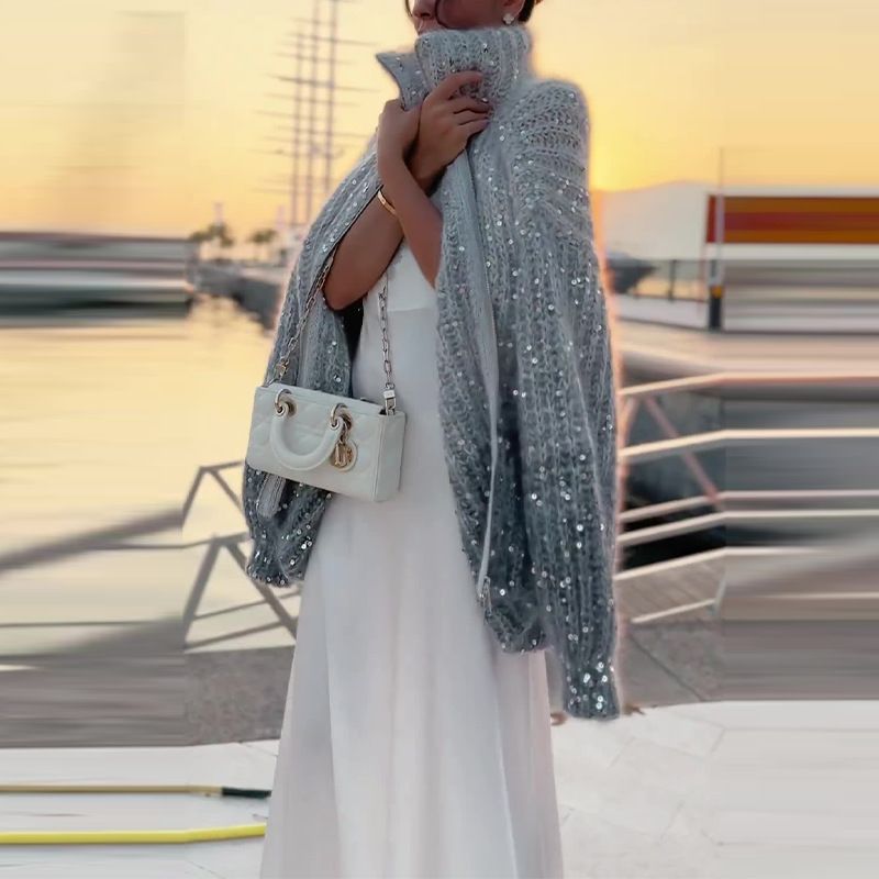 Eryka | Oversized Glinsterend Vest voor Dames – Longline & Elegant