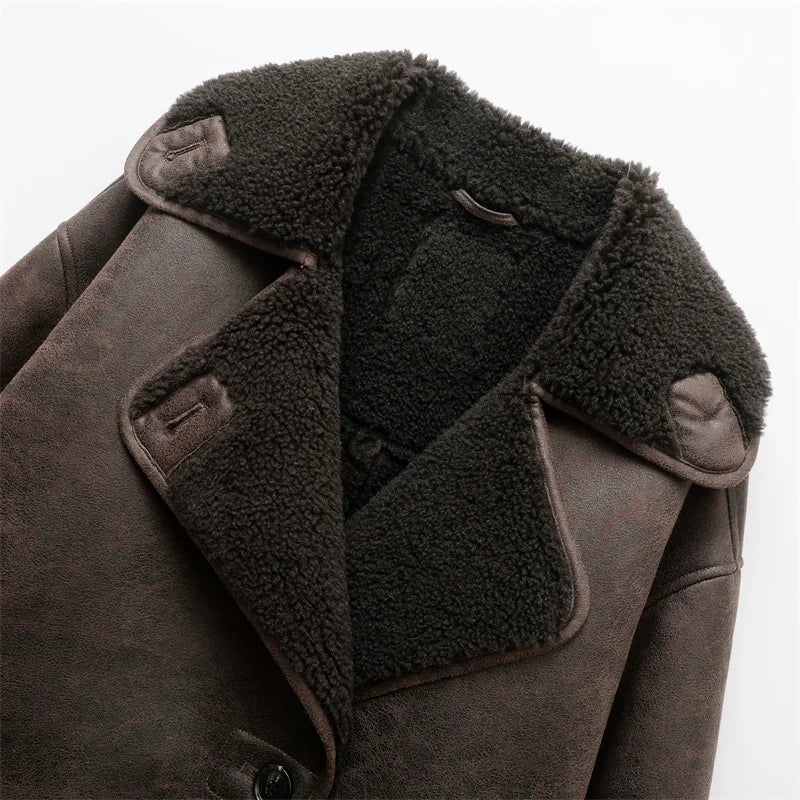 Aira | Biker Look Winterjas met Teddy Voering – Warm & Stoer