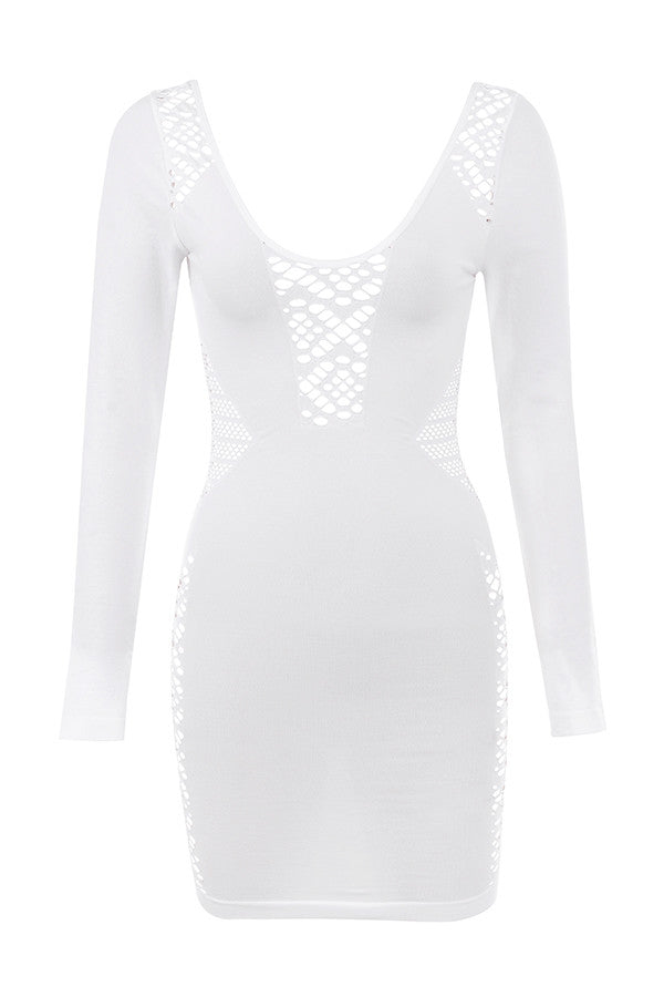Ailey | Elegante Bodycon Mini Jurk Dames – Mesh & Lange Mouw