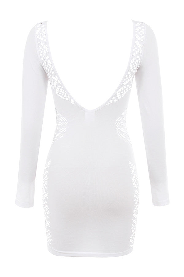 Ailey | Elegante Bodycon Mini Jurk Dames – Mesh & Lange Mouw