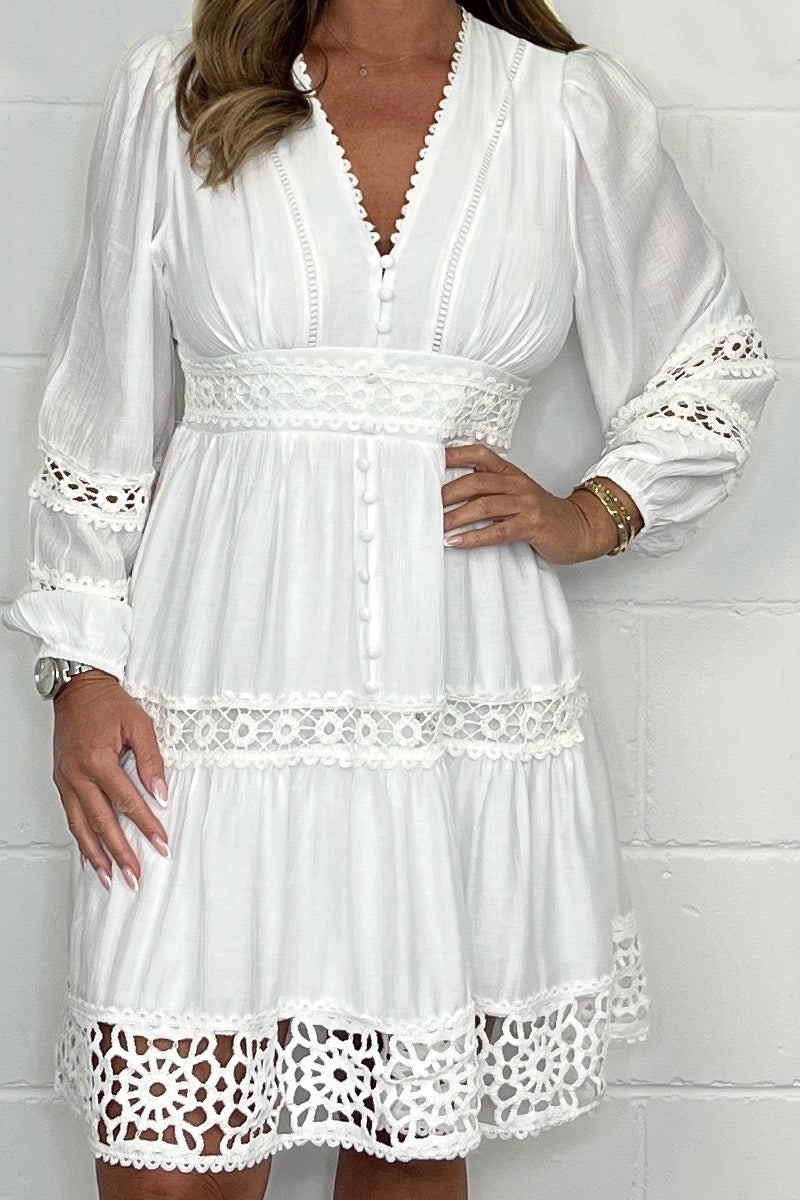 Cila | Elegante Kanten Jurk met V‑hals