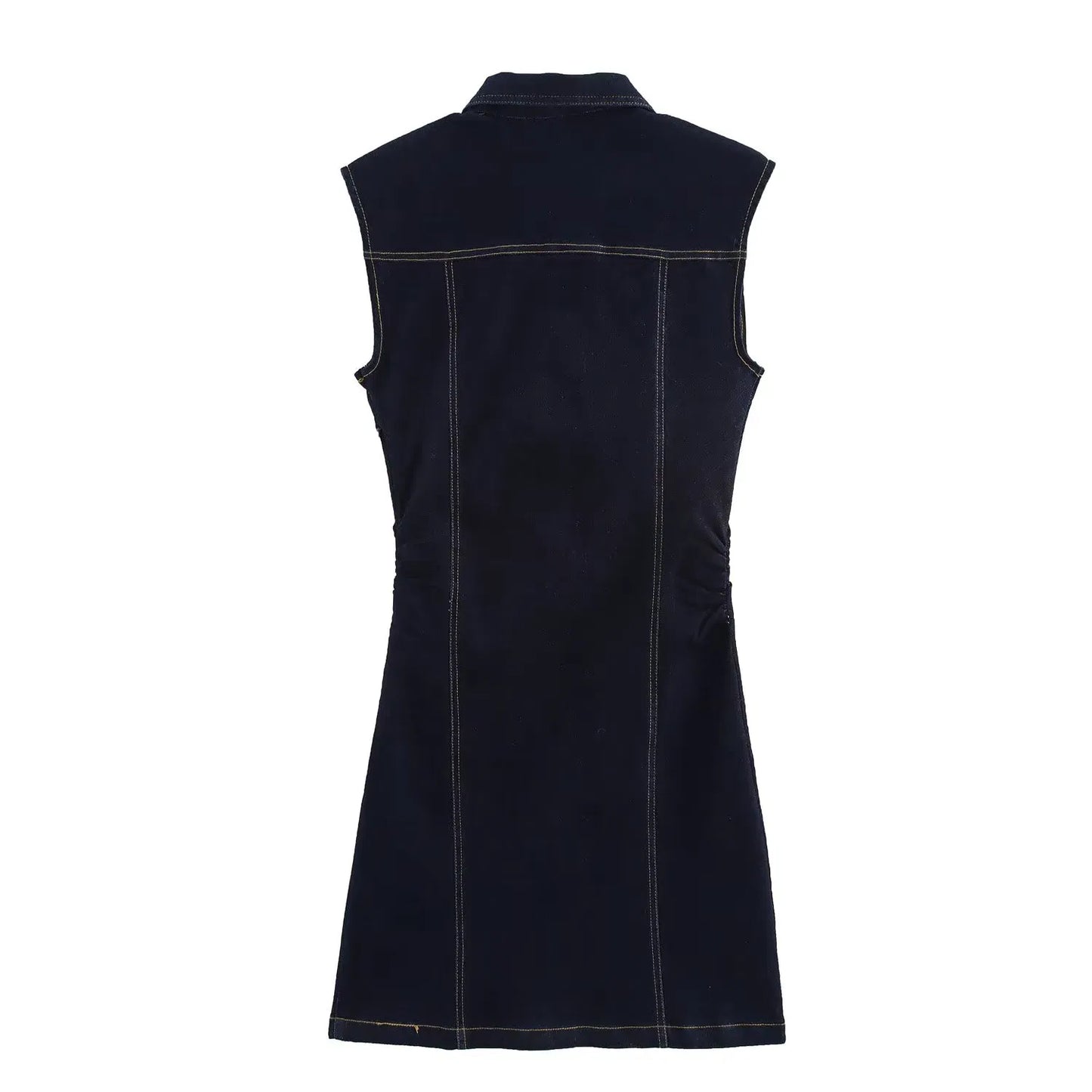 Jailey | Mouwloze Denim Mini Jurk – Getailleerde Pasvorm