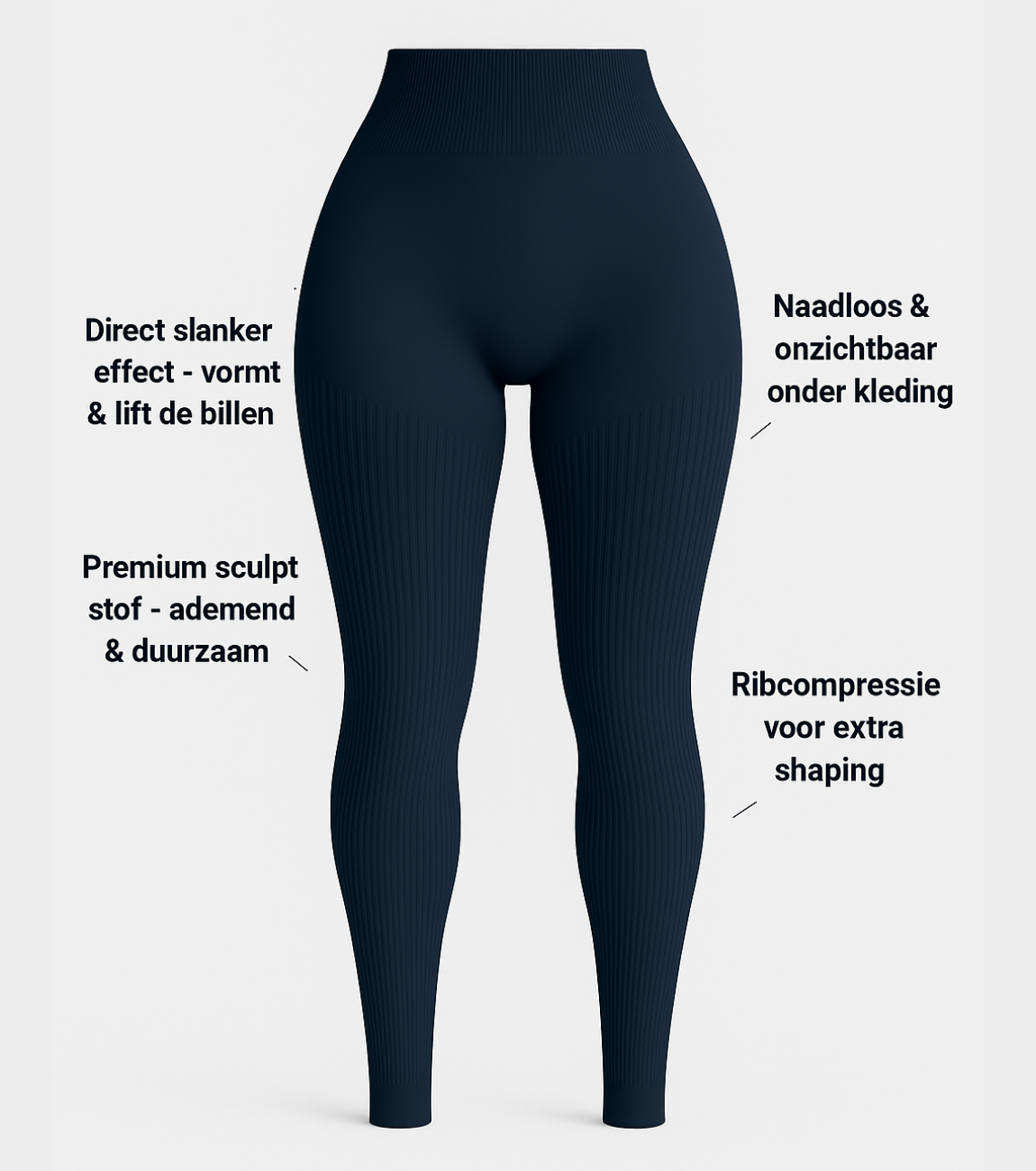 Adrianne | Dames Sportlegging - High Waist met Ribbel Ontwerp