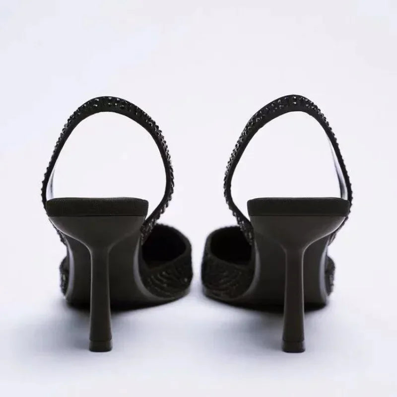 Zwarte Slingback Hakken met Glitters voor Dames - Elegant en Stijlvol