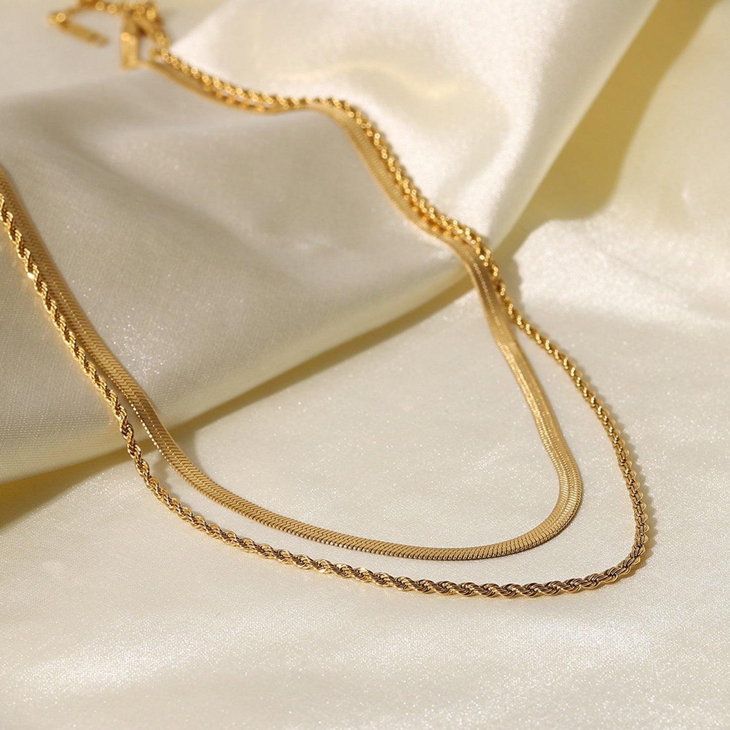 Maree | Gelaagde Gouden Ketting met Dubbele Schakel
