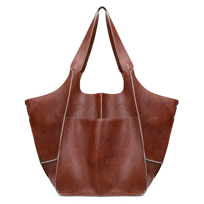 Oversized Leren Vintage Schoudertas