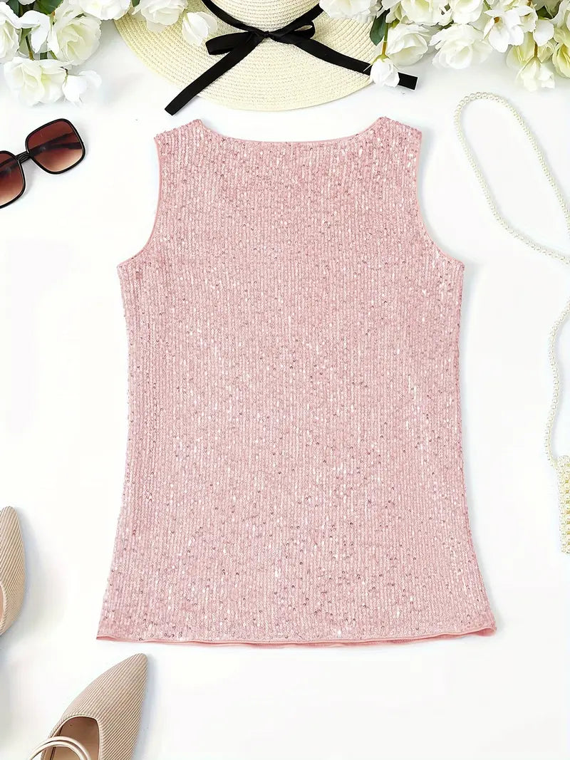 V-Hals Glitter Pailletten Top